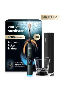 Elektrische Zahnb&uuml;rste PHILIPS SONICARE "DiamondClean 9000 HX9213", schwarz (gr&uuml;n), Elektrozahnb&uuml;rstenB:16cm H:23cm T:9,3cm, Elektrische Zahnb&uuml;rste, mit Smart-Sensoren und 7 Putzprogrammen, inkl. Reiseladeetui, B:16cm H:23cm T:9,3cm