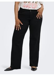 High-waist-Jeans Only CARMAKOMA "CARANNA HW WIDE BLACK DNM NOOS", Damen, Gr. 52, L&auml;nge 32, schwarz (schwarz denim), Denim/Jeans, Obermaterial: 53% Viskose, 29% Baumwolle, 17% Polyester, 1% Elasthan, unifarben, weit lang, Jeans High-waist-Jeans, Viskosemischung, High Waist