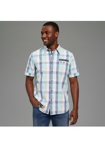 Kurzarmhemd Kangaroos, Herren, Gr. M, N-Gr, blau (aqua, navy), Web, Obermaterial: 100% Baumwolle, comfort fit normal, mit Riegel, Hemden Kurzarmhemd, Kurzarm, f&uuml;r Casual- und Streetwear, aus Baumwolle, Comfort Fit