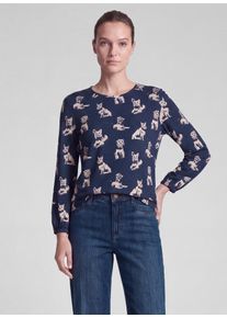 3/4-Arm-Shirt Rabe, Damen, Gr. 52, pazifik, Jersey, Obermaterial: 48% Baumwolle, 48% metallisierte Fasern, 4% Elasthan, bedruckt, tailliert h&uuml;ftbedeckend, Rundhals, elastischer Bund, Shirts 3/4-Arm-Shirt, mit Hunde-Motiven