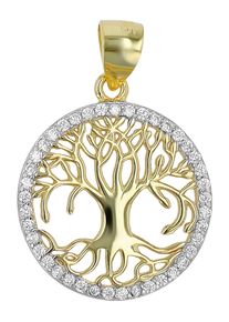 Adelia&acute;s Kettenanh&auml;nger ADELIA&acute;S "Damen Anh&auml;nger &iquest; Lebensbaumanh&auml;nger aus 925 Silber mit Zirkonia", gold, Schmuckanh&auml;nger, Damen, Kettenanh&auml;nger