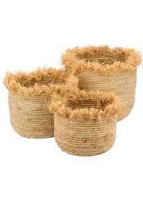 Dekokorb CREATIV HOME "Korb", braun, B:24cm H:20cm T:24cm, Maisgeflecht, Aufbewahrungsboxen, Dekokorb, mit Farbakzent