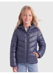 Steppjacke KIDS Only "KOGKAJSA LIGHTWEIGHT QUILT HOOD JKT OTW", M&auml;dchen, Gr. 146, blau (vintage indigo), Web, Obermaterial: 100% Nylon, unifarben, regular fit h&uuml;ftlang, mit innenliegendem Gummizug, Jacken Steppjacke, mit Kapuze