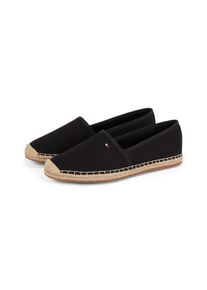 Espadrille Tommy Hilfiger "FLAG CANVAS ESPADRILLE", Damen, Gr. 37, schwarz, Baumwolle, unifarben, Schuhe Espadrille, Slipper, Flats, Bequemschuh, Jutebezug und Ziern&auml;hten, schmale Form