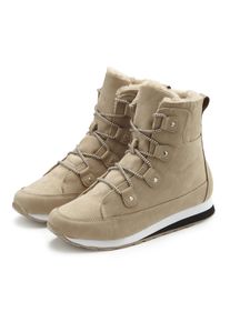 Stiefelette Vivance "Winterstiefel, Stiefel, Boots, Outdoorboots", Damen, Gr. 39, Textil, beige, Obermaterial: 50% Lederimitat, 50% Textilmaterial. Decksohle: 100% Textilmaterial. Futter: 100% Textilmaterial. Laufsohle: 100% Synthetik, unifarben, Basic, Schuhe Stiefelette, mit Warmfutter und leichter Profilsohle VEGAN