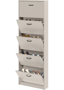 Schuhschrank FMD "Step 5", cashmiere, B:58,5cm H:168,5cm T:17cm, Holzwerkstoff, Schr&auml;nke, Schuhschrank, Schuhkipper, 5 Schuhklappen, f&uuml;r schmale Flure, Tiefe: 17 cm