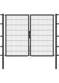 Zaundoppelt&uuml;r Alberts "Flexo", grau (anthrazit), B:200cm H:160cm, Stahl, Tore, Zaundoppelt&uuml;r, 200 cm Breite, in versch. H&ouml;hen