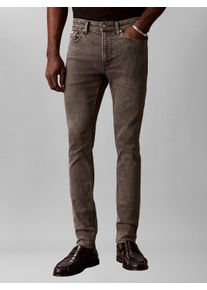 Calvin Klein Jeans Skinny-fit-Jeans CALVIN KLEIN "SKINNY", Herren, Gr. 31, L&auml;nge 30, grau (light oyster), Denim/Jeans, Obermaterial: 80% Baumwolle, 12% Polyester, 6% Elastomultiester, 2% Elasthan, skinny fit normal, Jeans Skinny-fit-Jeans, mit Leder-Badge