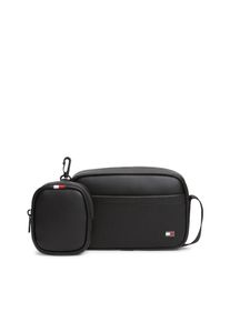 Kameratasche Tommy Hilfiger "TH FOUNDATION CAMERA BAG", Gr. B/H/T: 20cm x 13cm x 6cm, schwarz, Lederimitat, Taschen Kameratasche, Unisex Minibag mit typischer Logoflagge