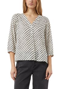 Shirtbluse comma, Damen, Gr. 44, schwarz-wei&szlig; (wei&szlig; beige), Web, Obermaterial: 100% Polyester, bedruckt, l&auml;ssig geschnitten h&uuml;ftbedeckend, V-Ausschnitt, Blusen Shirtbluse, 3/4-Arm Tunika mit grafischem Muster