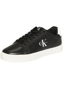 Sneaker Calvin Klein Jeans "CLASSIC CUPSOLE MONO LTH", Herren, Gr. 44, schwarz-wei&szlig; (schwarz, wei&szlig;, wei&szlig;), Leder, Lederimitat, unifarben mit Farbeinsatz, Schuhe Sneaker, Freizeitsneaker, Halbschuh, Schn&uuml;rschuh in klassischer Optik