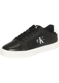 Sneaker Calvin Klein Jeans "CLASSIC CUPSOLE MONO LTH", Herren, Gr. 47, schwarz-wei&szlig; (schwarz, wei&szlig;, wei&szlig;), Leder, Lederimitat, unifarben mit Farbeinsatz, Schuhe Sneaker, Freizeitsneaker, Halbschuh, Schn&uuml;rschuh in klassischer Optik