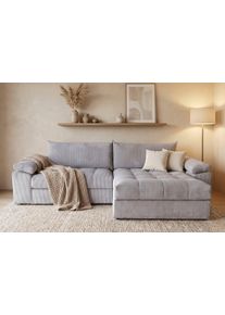 Ecksofa OTTO HOME "Soft&Cosy Pik XXL, L-Form, B: 303 cm, Mega Sofa in Cord", grau (taupe), B:303cm T:187cm, 100% Polyester, Sofas, Ecksofa, Lounge-Komfort mit edler Sitzsteppung, Federkern