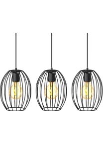 B.K.LICHT Pendelleuchte "BK_PL1461 Retro-Pendellampe, Metall, Schwarz", schwarz, 3, H: 112cm, 1 Stk., Leuchten, E27-Fassung, 3-flammig, ohne Leuchtmittel, L:70cm, Pendelleuchte