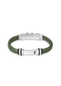 Armband Police "Highbridge", gr&uuml;n (gr&uuml;n, edelstahlfarben, schwarz), Armb&auml;nder, Herren, 22,5cm, Edelstahl Kautschuk Leder, Edelstahl, Kautschuk, Leder, Armband