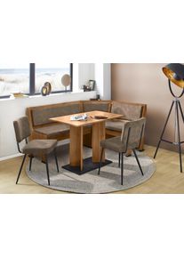 Jockenh&ouml;fer Eckbankgruppe JOCKENH&Ouml;FER GRUPPE "Theo (Set, 4-tlg. Tisch, Bank und 2 St&uuml;hle) 2 Farben w&auml;hlbar", braun (tisch wildeiche, bank wildeiche, braun, st&uuml;hle braun), Tisch und Bank wildeiche/braun, St&uuml;hle braun, Holzwerkstoff, Sitzm&ouml;bel-Sets, Eckbankgruppe, Bank links/rechts montierbar, mit Stauraum, St&uuml;hle im 2er Set, Topseller