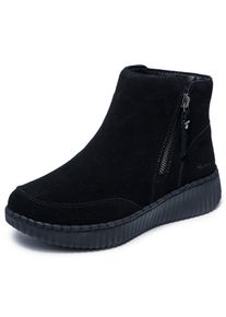 Winterboots Skechers "WILSHIRE BLVD-WEEKEND CRUSH", Damen, Gr. 41, schwarz (schwarz unifarben), Veloursleder, Schuhe Winterboots, Rei&szlig;verschluss-Boots mit modischer Rahmennaht