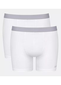 Boxer Sloggi "Men GO ABC 2.0", Herren, Gr. M, wei&szlig;, Single Jersey, Obermaterial: 95% Baumwolle, 5% Elasthan, clean, unifarben, k&ouml;rpernah, Unterhosen Boxer, l&auml;ngeres Bein, Baumwollmix, weich, elastischer Bund