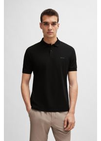 Poloshirt BOSS Green "Pio Pique Regular Fit", Herren, Gr. S, schwarz (schwarz001), Jersey, Obermaterial: 100% Baumwolle, unifarben, regular fit normal, hoch geschlossener Ausschnitt, eingesetzt B&uuml;ndchen, Shirts Poloshirt, Cotton Pique Polo, pflegeleicht 100% Baumwolle