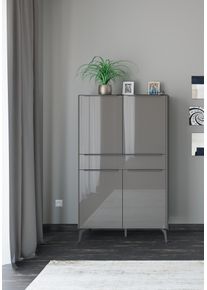 Highboard "Reno", anthrazit matt lack, glas anthrazit glanz, B:92cm H:155cm T:42cm, Glas, Holzwerkstoff, SET ONE BY Musterring, Sideboards, Highboard, Mit Winkelfu&szlig; in diversen Farben, 155 cm H&ouml;he & Farbauswahl
