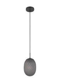 TRIO LEUCHTEN Pendelleuchte "FACETTE, H&auml;ngeleuchte mit facettiertem Glasschirm in rauchgrau &Oslash; 18cm", grau (farbig, schwarz matt), 1, &Oslash; 17,5cm H: 150cm, 1 Stk., Leuchten, exkl. Leuchtmittel E27 max 25W, H&ouml;he einstellbar max 150cm, Pendelleuchte
