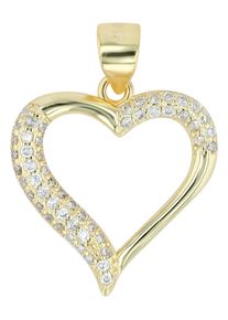 Adelia&acute;s Herzanh&auml;nger ADELIA&acute;S "Damen Anh&auml;nger &iquest; Herz Herzanh&auml;nger aus 925 Silber mit Zirkonia", wei&szlig;, Schmuckanh&auml;nger, Damen, Herzanh&auml;nger