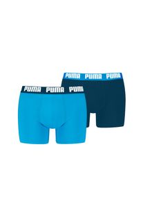 Boxershorts Puma "Puma MEN EVERYDAY BASIC BOXERS 2P", Herren, Gr. S, Jersey, blau (aquablau, navy), Jersey, Obermaterial: 95% Baumwolle, 5% Elasthan, unifarben, k&ouml;rpernah, Unterhosen Boxershorts, mit Puma Webbund