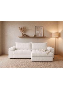 Ecksofa OTTO HOME "Soft&Cosy Pik XXL, L-Form, B: 303 cm, Mega Sofa in Cord", grau (creme), B:303cm T:187cm, 100% Polyester, Sofas, Ecksofa, Lounge-Komfort mit edler Sitzsteppung, Federkern