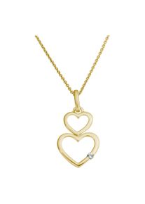 Kettenanh&auml;nger Firetti "Schmuck Geschenk Gold 333 Halsschmuck Anh&auml;nger Herz", gelbgoldfarben, w = wei&szlig;, Schmuckanh&auml;nger, Damen, 0,01 P2 = erkennbare Einschl&uuml;sse, Diamanten Gelbgold 333, 0,41 g, Diamanten, Gelbgold 333, Kettenanh&auml;nger, mit Brillant