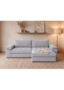 Ecksofa OTTO HOME "Soft&Cosy Pik XXL, L-Form, B: 303 cm, Mega Sofa in Cord", grau, B:303cm T:187cm, 100% Polyester, Sofas, Ecksofa, Lounge-Komfort mit edler Sitzsteppung, Federkern