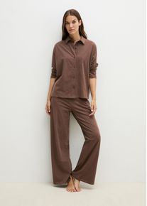Marc O'Polo Longsleeve MARC O'POLO, Damen, Gr. XS, braun (dunkelbraun melange), Jersey, Obermaterial: 95% Baumwolle, 5% Elasthan, bequem h&uuml;ftbedeckend, ohne Ausschnitt, Shirts Longsleeve