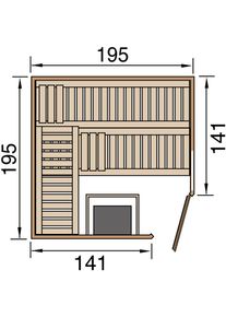 Weka Sauna design CUBILIS ensemble &eacute;conomique naturel, mit 7,5 kW BioS Ofen, 198x198 cm