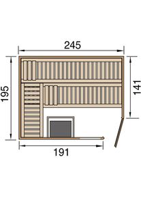 Weka Sauna design CUBILIS ensemble &eacute;conomique naturel, mit 7,5 kW BioS Ofen, 248x198 cm