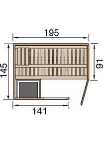 Weka Sauna design CUBILIS ensemble &eacute;conomique naturel, mit 7,5 kW OS Klassikofen, 198x148 cm