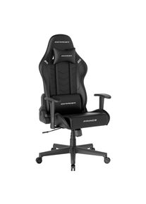 DXRacer , Schwarz , Textil , 70x132x70 cm , Wippfunktion, Wippmechanik mit H&auml;rtegradeinstellung, inklusive Armlehnen, Nackenkissen abnehmbar, Lendenkissen abnehmbar, ergonomische R&uuml;ckenlehne ,