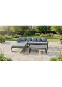 Ambia Garden Loungegarnitur, Anthrazit, Grau, Metall, Textil, F&uuml;llung: Komfortschaum,Komfortschaum,Schaumstoff, Ottomane links, L-Form, 248x180 cm, rostfrei, wetterbest&auml;ndig, Gartenm&ouml;bel, Loungem&ouml;bel, Loungegarnituren