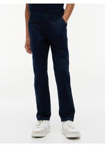 Chinohose Tommy Hilfiger, Jungen, Gr. 8 (128), N-Gr, blau (schwarz night navy), Web, Obermaterial: 97% Baumwolle, 3% Elasthan, unifarben, regular fit lang, Hosen Chinohose, Kinder bis 16 Jahre