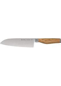 Santokumesser WMF "Grand Wood", braun (edelstahl, braun), Klingenl&auml;nge 18cm, Spezialklingenstahl, Kochmesser, Santokumesser, 18 cm, Olivenholzgriff, handgeschmiedeter Spezialklingenstahl