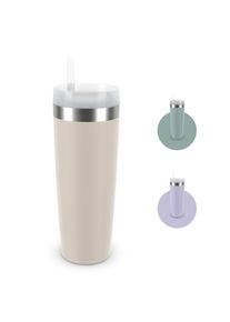 Isolierflasche Emsa "Travel Mug Cool&sup3;", hellgrau, H:25,47cm, Edelstahl, Polypropylen (PP), Trinkflaschen, Isolierflasche, 3 Deckelpositionen, f&uuml;r g&auml;ngige Autohalterungen, inkl. Strohhalm