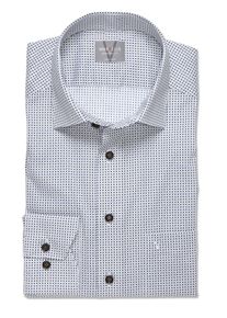 Langarmhemd MARVELIS, Herren, Gr. 46, N-Gr, blau (natur), Web, Obermaterial: 100% Baumwolle, gemustert, comfort fit h&uuml;ftbedeckend, Rundhals, 2-Knopf-Manschette, Hemden Langarmhemd, mit Minimal-Print