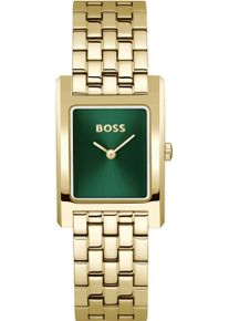 Quarzuhr BOSS "LUCY", gold (goldfarben, dunkelgr&uuml;n), Armbanduhren, Damen, Quarzuhr, Armbanduhr, Damenuhr, Edelstahlarmband, analog