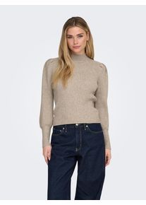 Strickpullover Only "ONLKATIA L/S HIGHNECK PULLOVER KNT NOOS", Damen, Gr. XS, braun (mocha meringue detail:with melange), Strick, Obermaterial: 50% Viskose, 27% Nylon, 23% Polyester, unifarben, regular fit normal, hoch geschlossener Ausschnitt, Rippb&uuml;ndchen, Pullover Strickpullover, Viskosemischung