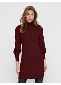 Strickkleid Only "ONLKATIA L/S DRESS KNT NOOS", Damen, Gr. L, N-Gr, rot (cabernet), Strick, Obermaterial: 50% Viskose, 27% Nylon, 23% Polyester, unifarben, regular fit ca. Mitte Oberschenkel, hoch geschlossener Ausschnitt, Puff&auml;rmel Rippb&uuml;ndchen, Kleider Strickkleid, Viskosemischung