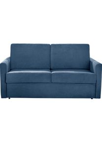 Schlafsofa OTTO HOME "Goldpoint 162 cm, Dauerschl&auml;fer, Liegefl&auml;che 120/200cm", blau, B:162cm H:85cm T:100cm, Struktur weich: (100% Polyester);Luxus-Microfaser weich: (100% Polyester), Sofas, Schlafsofa, 2-Sitzer mit Bettfunktion, Bonell-Federkernmatratze