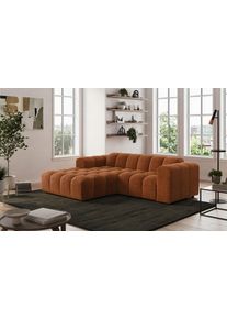 Ecksofa COTTA "Rocco L-Form, B: 248 cm, modernes Bubble-Sofa, gro&szlig;z&uuml;giger Sitzkomfort", braun (terra), B:248cm H:73cm T:93cm, 100% POLYESTER (PES), Sofas, Ecksofa, Wohnlandschaft-Charakter, frei stellbar, modernes Design
