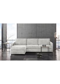 Schlafsofa OTTO HOME "GOLDPOINT Ecksofa 264 cm, Liegefl&auml;che (140/200cm), L-Form", silber, B:264cm H:85cm T:157cm, Stuktur weich (100% Polyester);Luxus-Microfaser (100% Polyester), Sofas, Schlafsofa, Bettfunktion, Bonell-Federkernmatratze und Dauerschl&auml;fer-Funktion