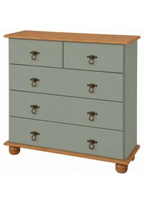 Kommode OTTO HOME "Finca", gr&uuml;n (salbei gr&uuml;n, gebeizt), B:82cm H:78cm T:30cm, MDF, Massivholz, Sideboards, Kommode, aus massivem Kiefernholz, mit 5 Schubladen f&uuml;r Stauraumm&ouml;glichkeiten