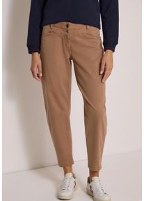 Stoffhose Cecil "Style Scarlett", Damen, Gr. 33, L&auml;nge 28, braun (creamy mocha (l&auml;nge 28)), Web, Obermaterial: 65% Baumwolle, 33% Lyocell, 2% Elasthan. Futter: 100% Baumwolle, 7/8-L&auml;nge, Hosen Stoffhose, Mid Waist, Barrel Leg, Baumwollmix