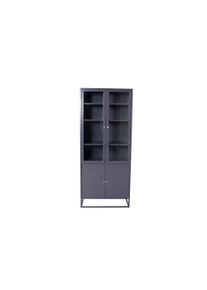 Vitrine VENTURE HOME "Bakal, hoher Stauraumschrank aus Stahl, 4 T&uuml;ren, H&ouml;he 190 cm", grau (dunkelgrau), B:80cm H:190cm T:40,5cm, Glas, Stahl, Schr&auml;nke, Vitrine, Hochschrank, Pulverbeschichtung, Glast&uuml;ren, Einlegeb&ouml;den, kultiviert