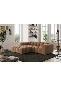 Ecksofa COTTA "Rocco L-Form, B: 248 cm, modernes Bubble-Sofa, gro&szlig;z&uuml;giger Sitzkomfort", braun (cognac), B:248cm H:73cm T:93cm, 92% POLYESTER (PES) / 8% POLYAMID (PA), Sofas, Ecksofa, Wohnlandschaft-Charakter, frei stellbar, modernes Design